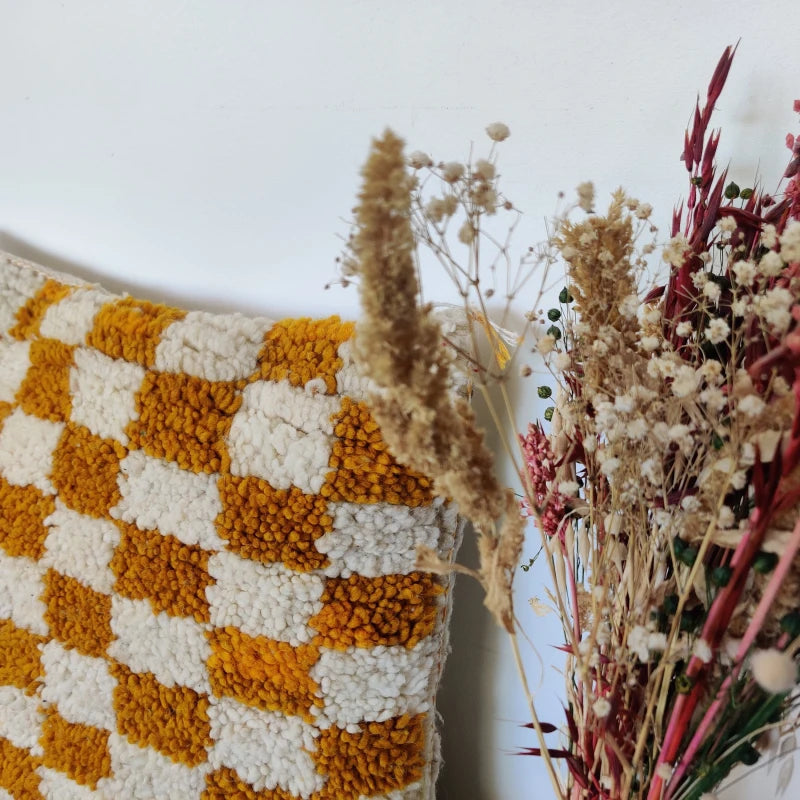 coussin berbere carreau jaune