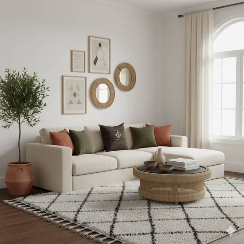 Coussin Berbère chocolat en Coton