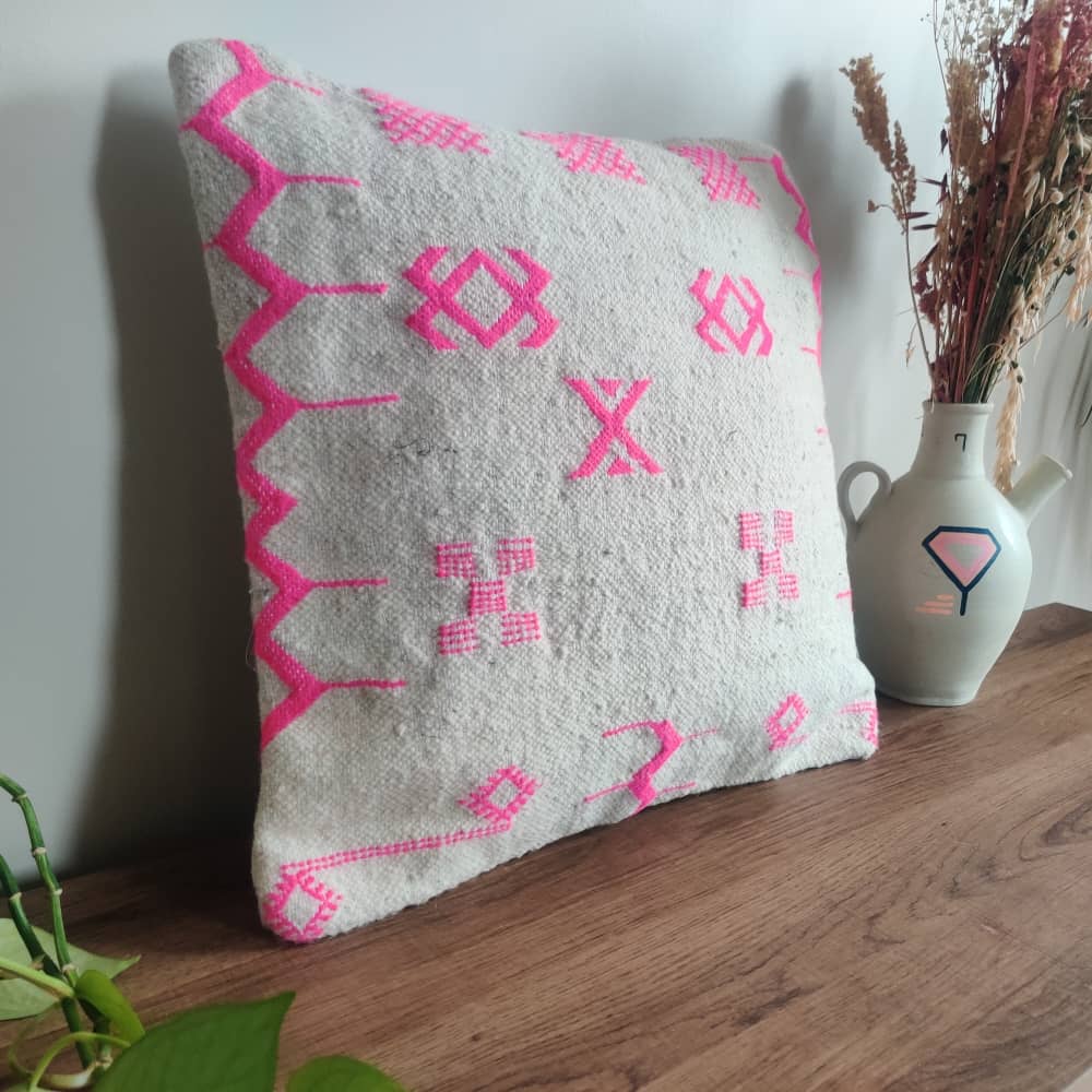 Coussin berbère cocon rose | MAZIR Décoration