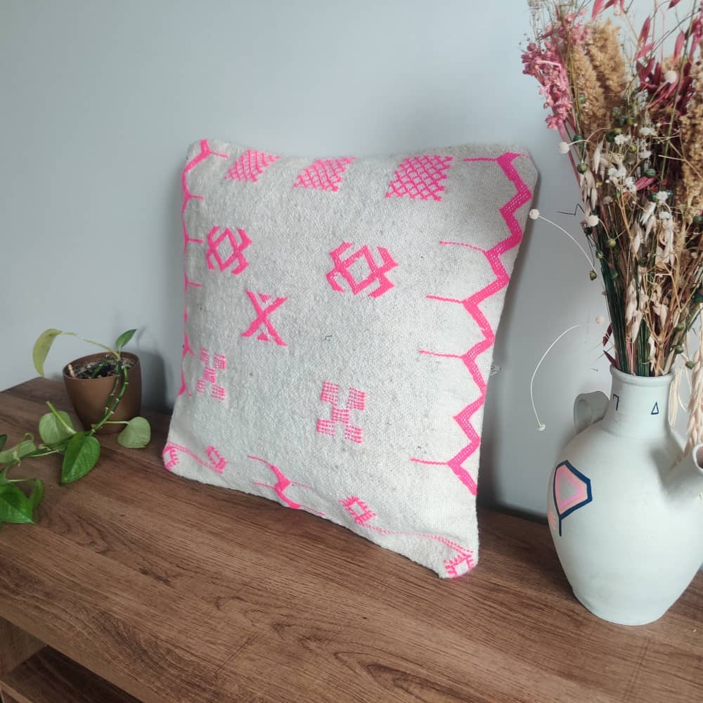 Coussin berbère cocon rose | MAZIR Décoration