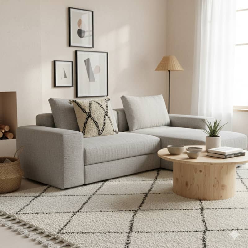 Coussin berbère en laine blanc et noir