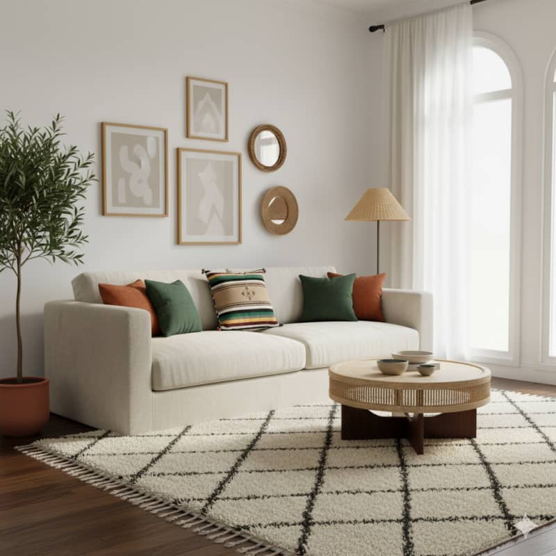 Coussin Berbère Ethnique en Coton