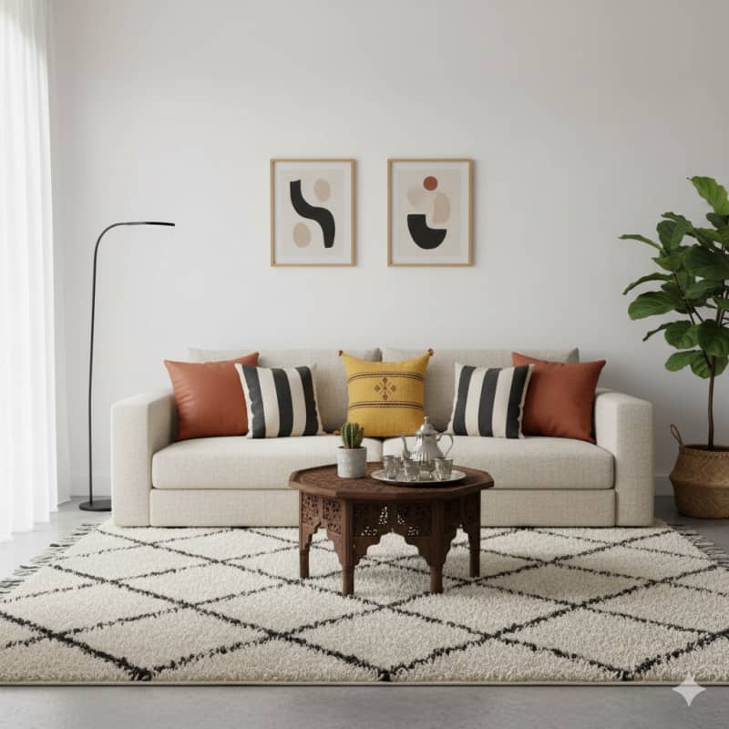 Coussin Berbère Jaune en Coton