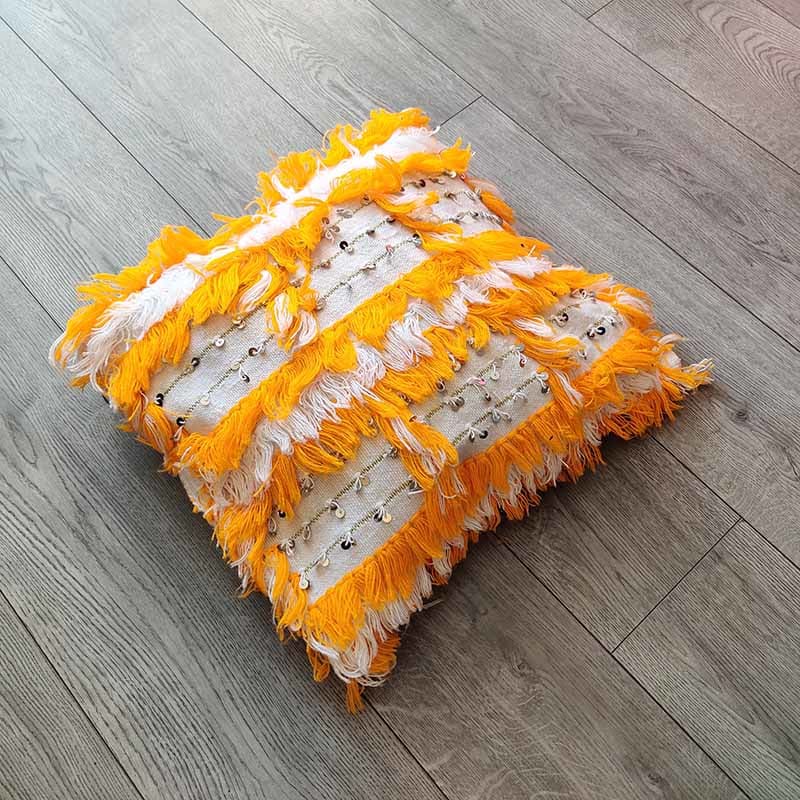 coussin marocain jaune