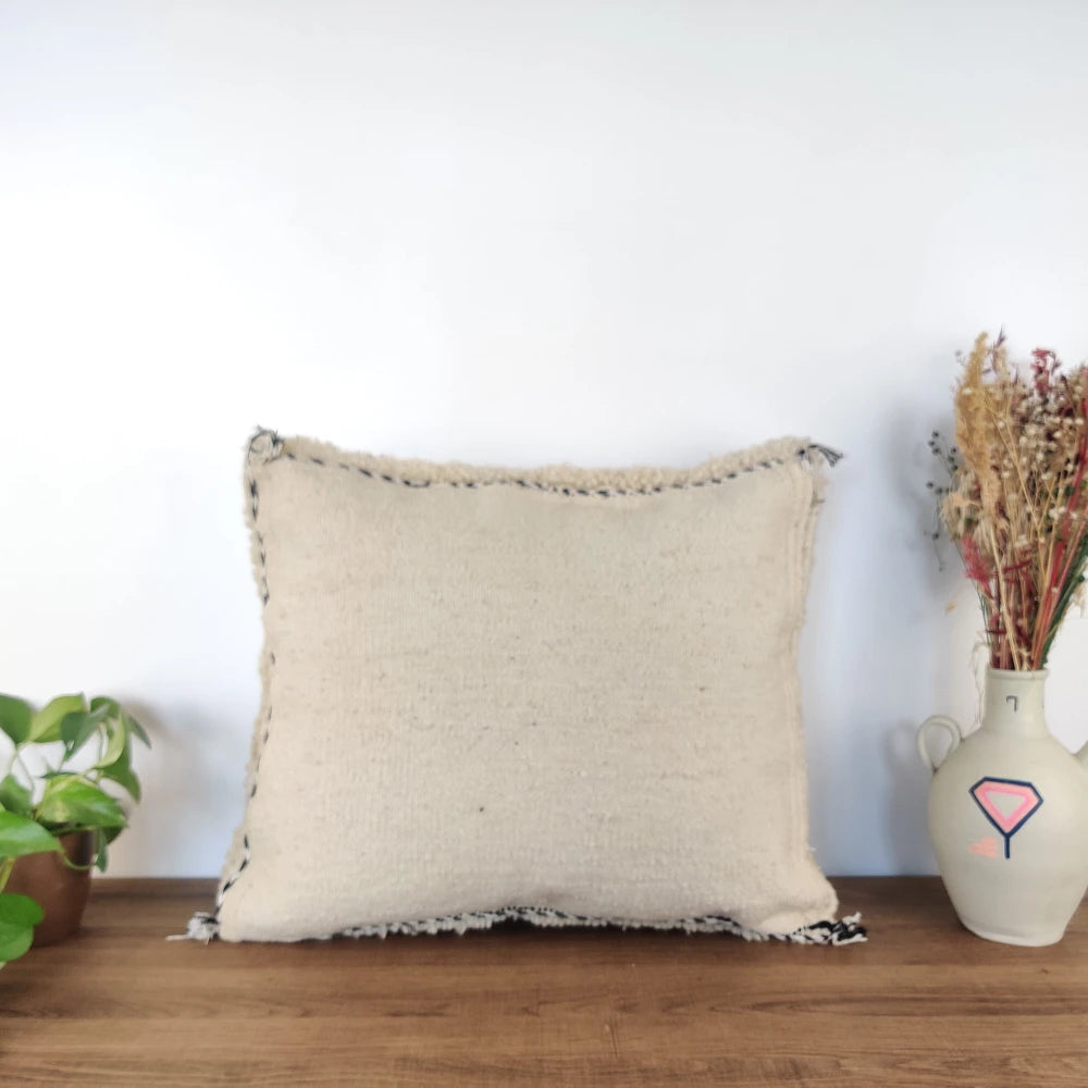 Coussin berbère losange Blanc et noir - MAZIR Décoration