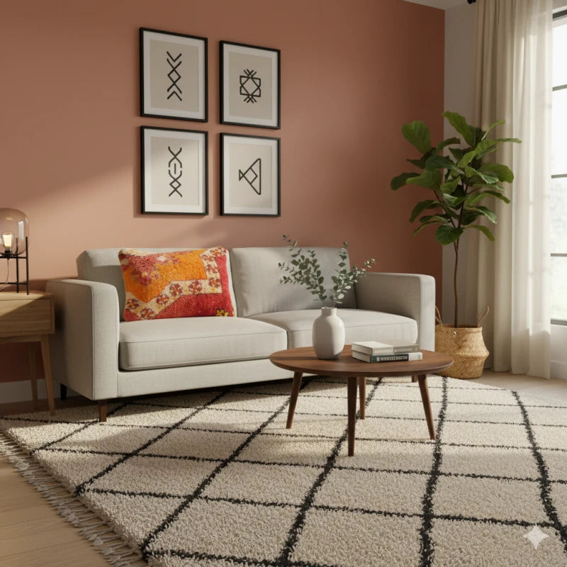 Coussin Berbère Marocain Boujaad Orange Rouge<br> 40x50 cm