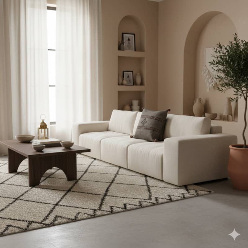 Coussin Berbère marron kaki en Coton