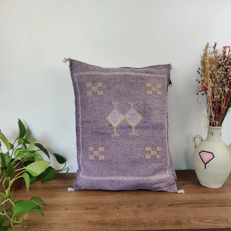 Coussin berbère mauve fait main