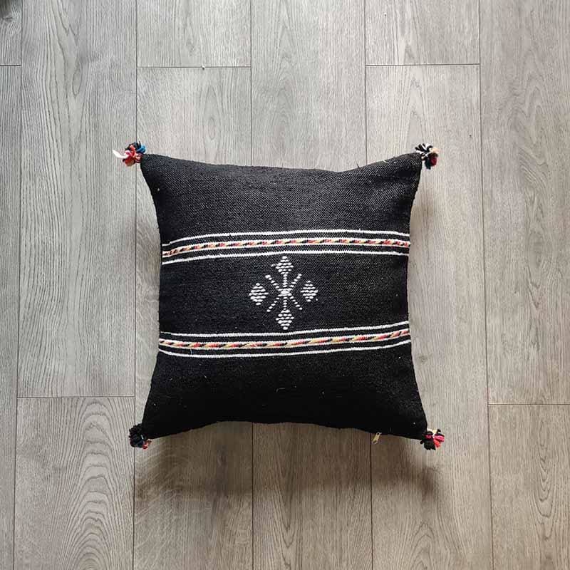 housse de coussin berbère noir