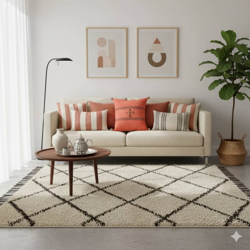 Coussin Berbère Orange en Coton