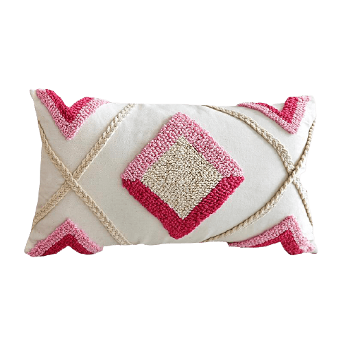 Coussin à motif berbère rose
