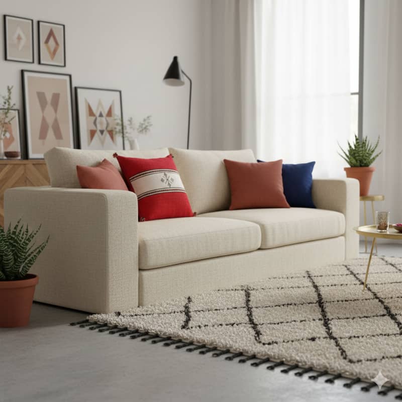 Coussin Berbère Rouge et Blanc