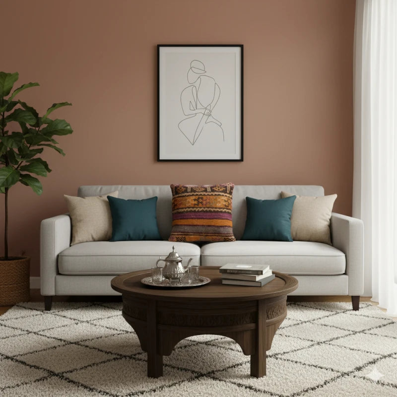 Coussin Berbère Tribal Violet et orange <br> 40x40 cm