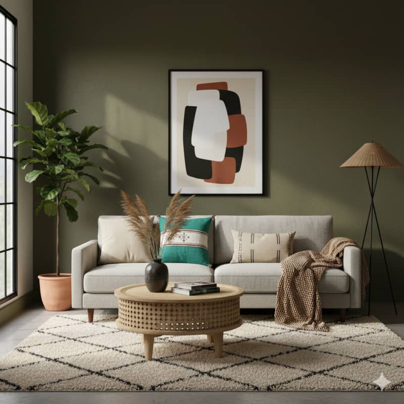 Coussin Berbère Vert et Blanc en Coton