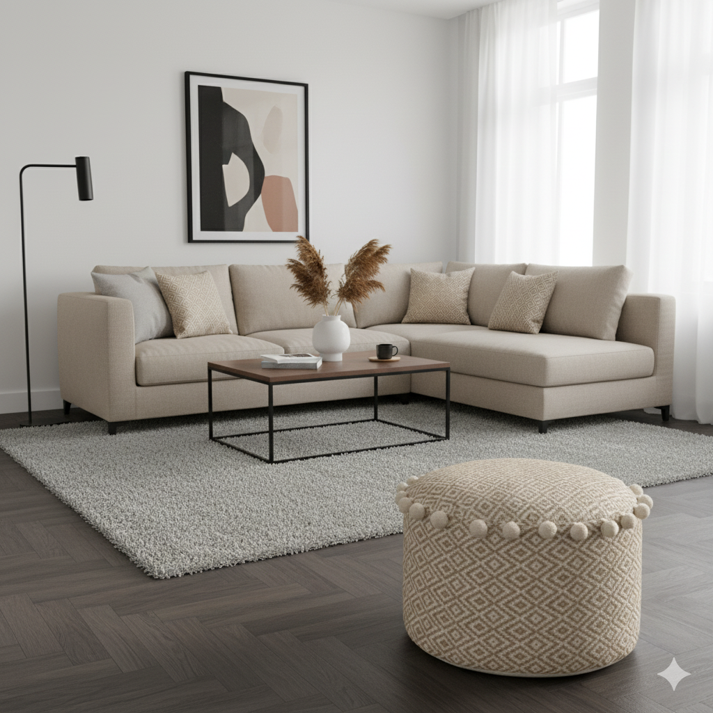 Coussin de sol en jute rond