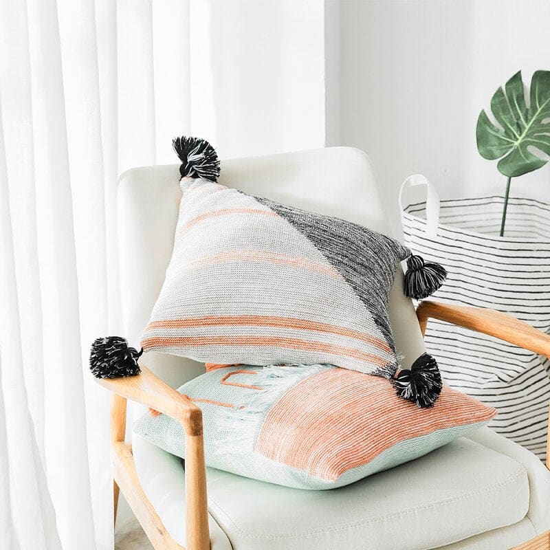 Coussin Deco Bohème blanc et noir | MAZIR