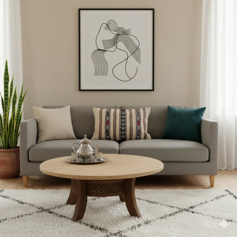 Coussin ethnique blanc berbère