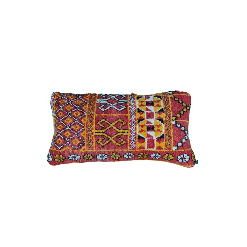 Coussin Ethnique Orange Boujad LORA fait main