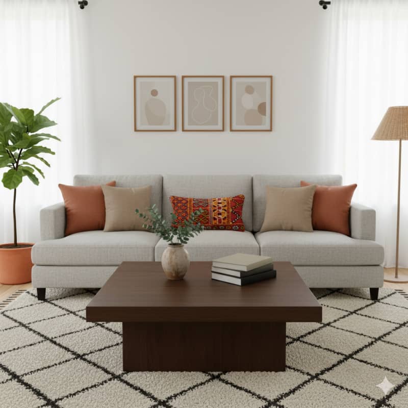 Coussin Ethnique Orange Boujad LORA