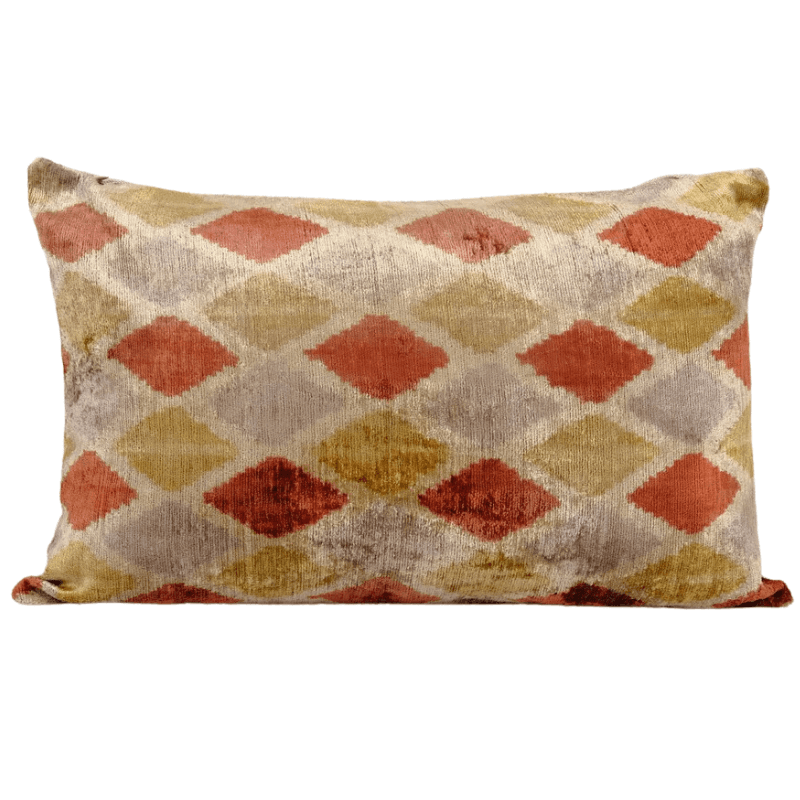 Coussin Ikat géométrique en velours