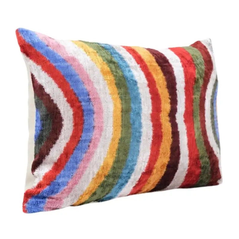 Coussin Ikat multicolore fait main