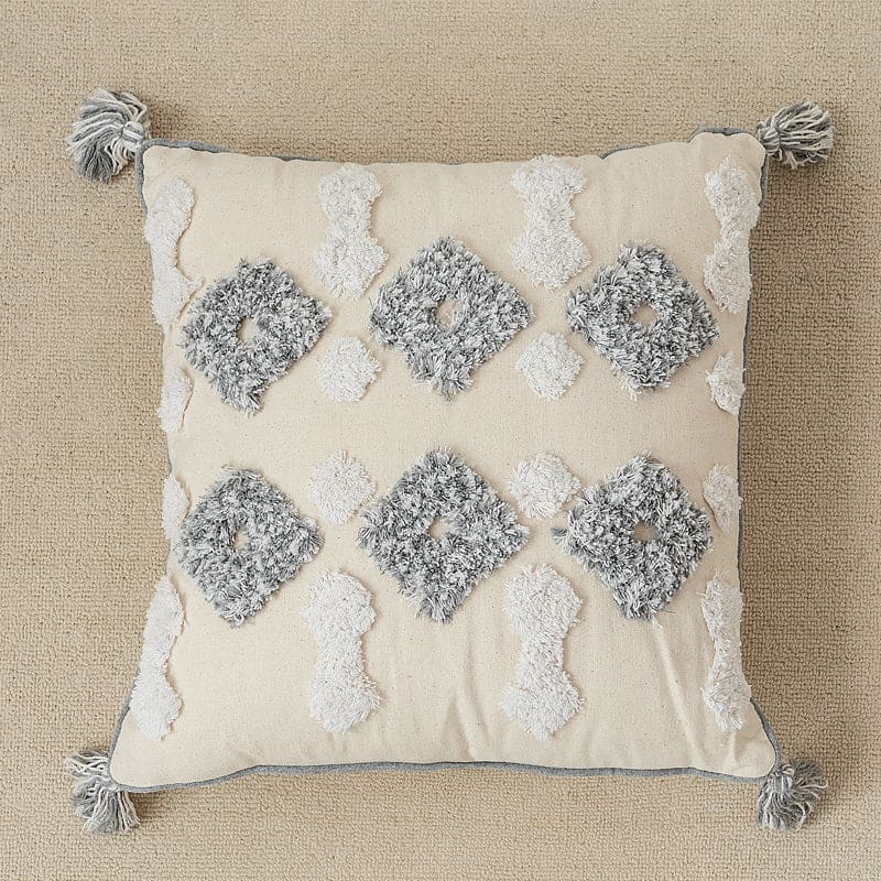 Coussin esprit Berbère Gris clair Contemporain - MAZIR