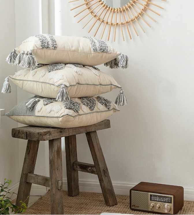 Coussins Inspiration Berbère Gris ivoire - MAZIR