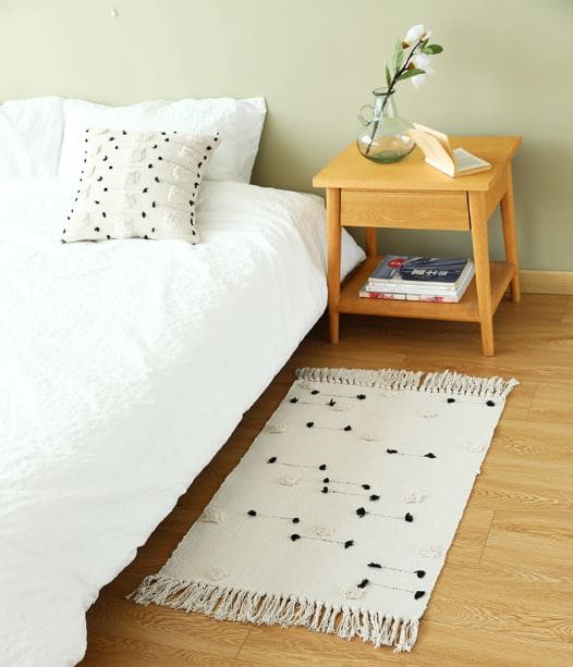 Coussin et tapis Berbère Pompon Blanc - MAZIR