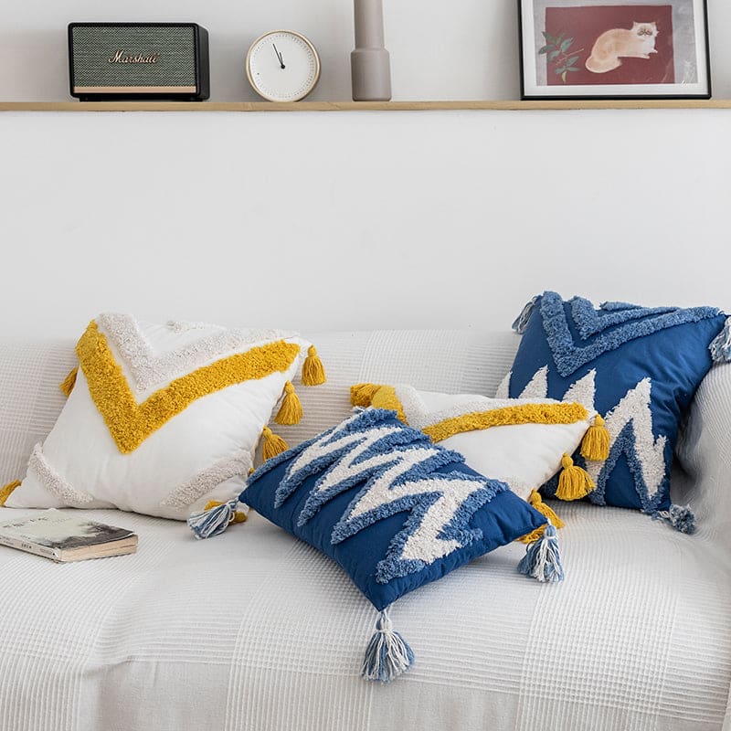 Coussin Inspiration Berbère <Br> Vague Bleu - MAZIR