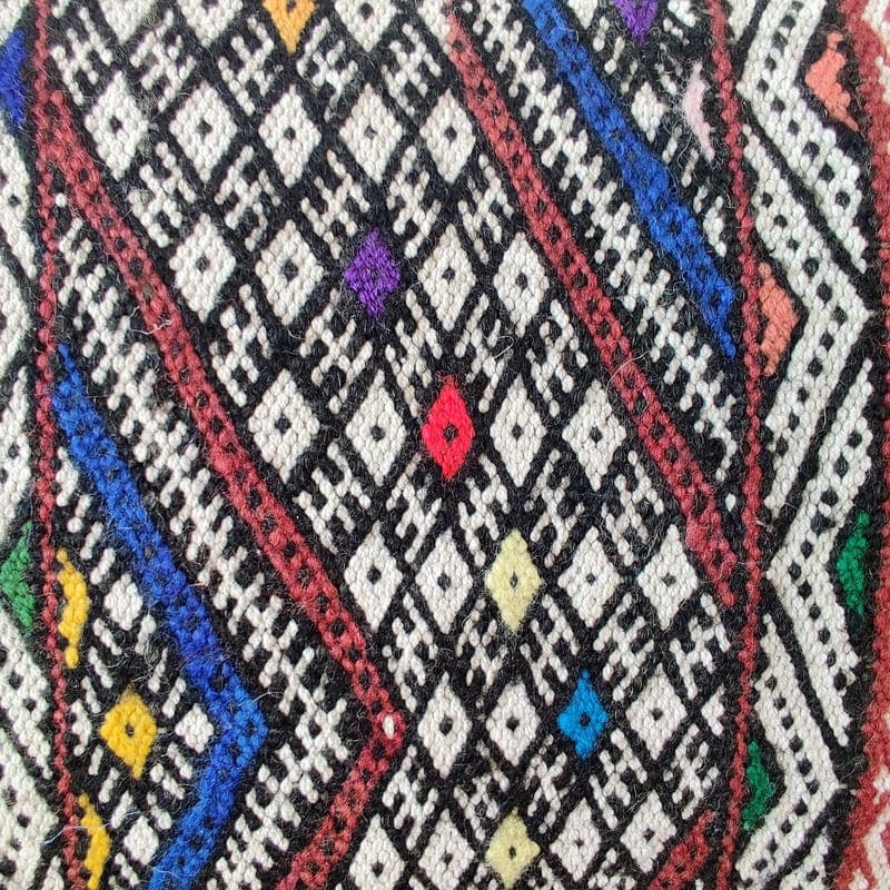 Coussin Kilim Berbère rouge Noir bleu - Coussin