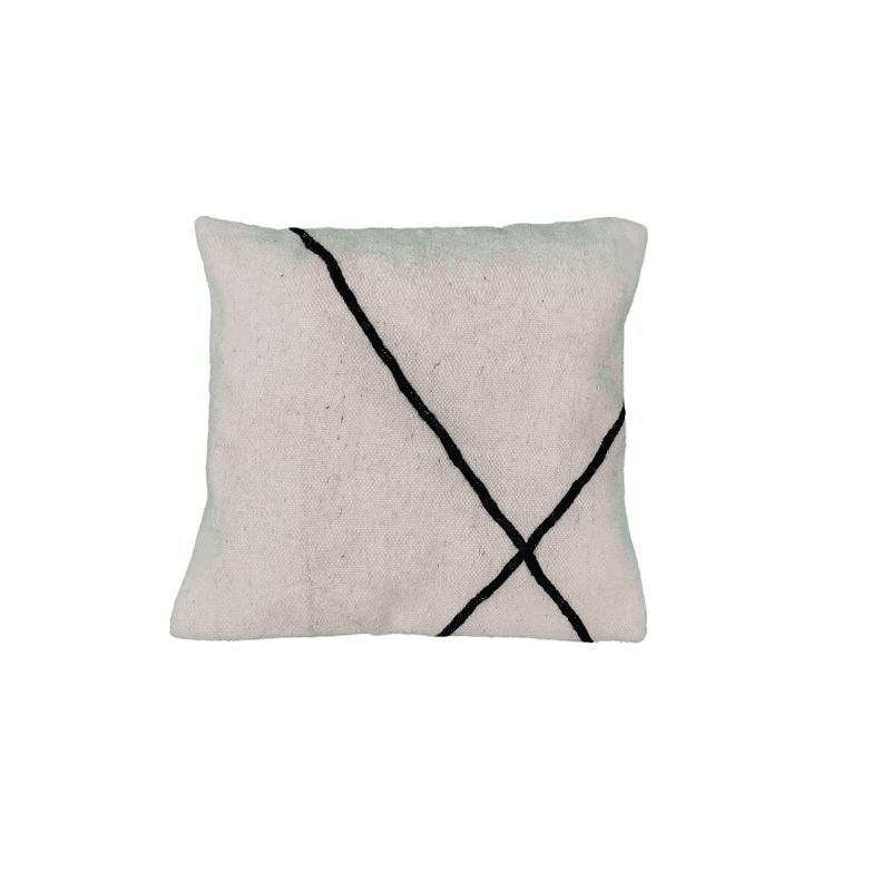 Coussin style Beni Ouarain Blanc céruse et Noir