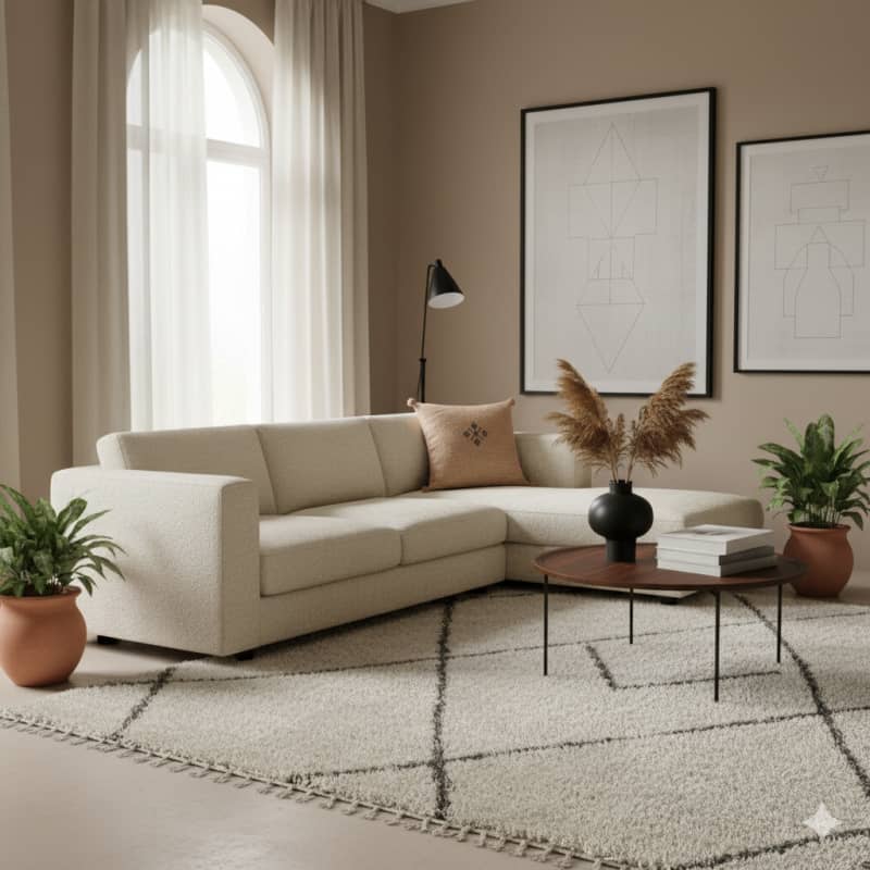 Coussin Marocain Beige en Coton