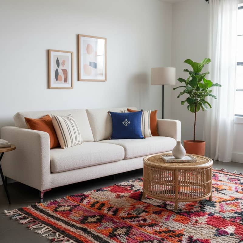 Coussin Marocain Bleu en Coton