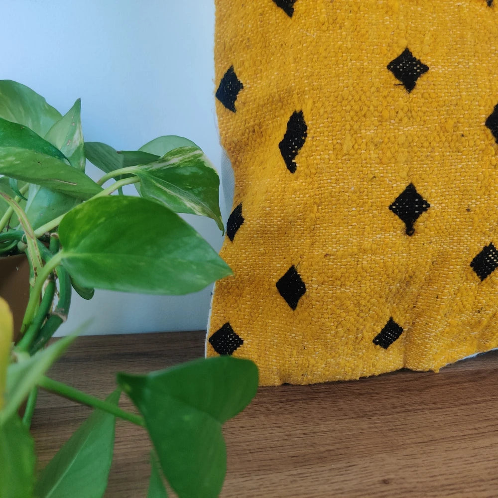 Coussin marocain bohème jaune - MAZIR Décoration