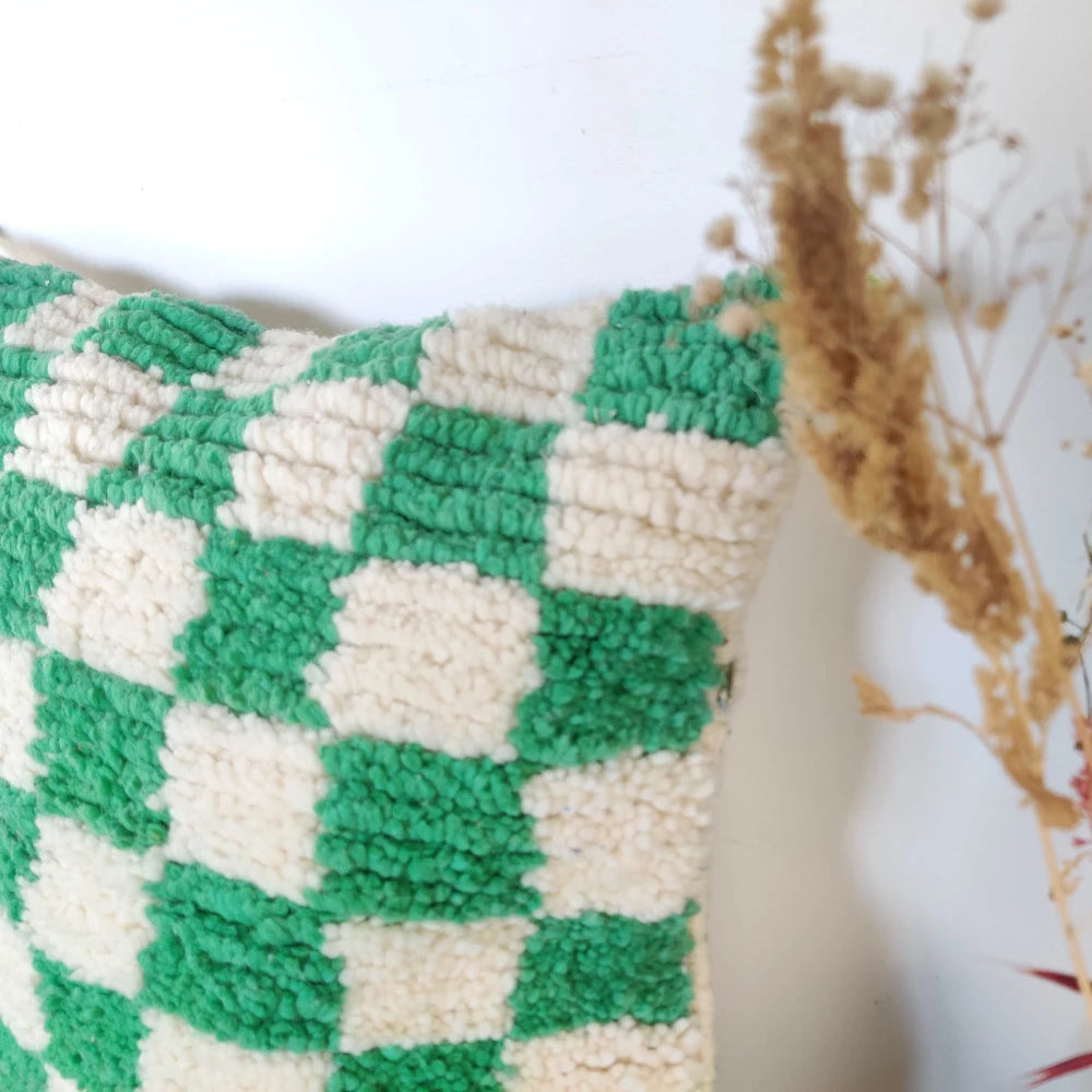 Coussin marocain carreaux verts - MAZIR Décoration