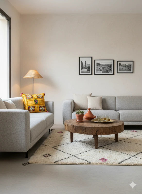 Coussin marocain jaune <br> coussin berbère 45x50 cm