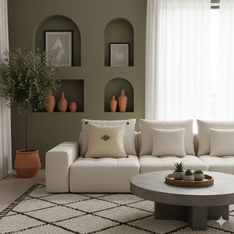 Coussin Marocain jaune pâle en coton