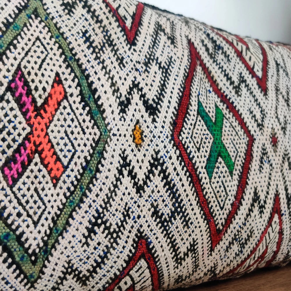 Coussin marocain Kilim blanc vintage - MAZIR Décoration