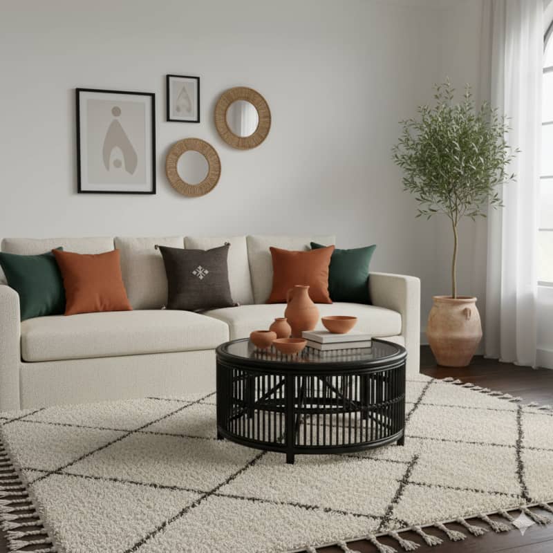 Coussin Marocain marron chocolat en Coton