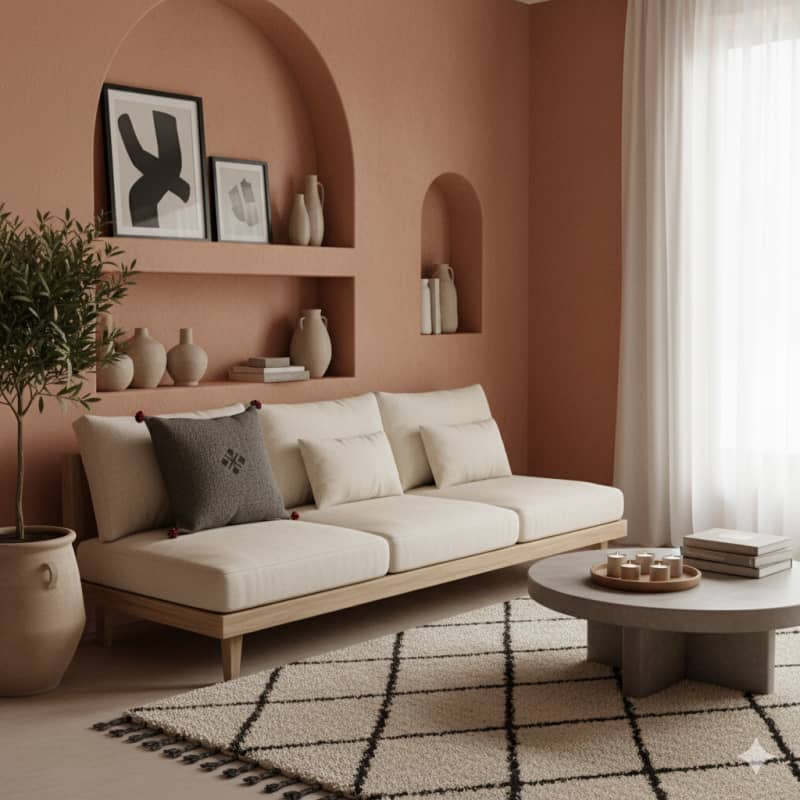 Coussin Marocain marron kaki en Coton