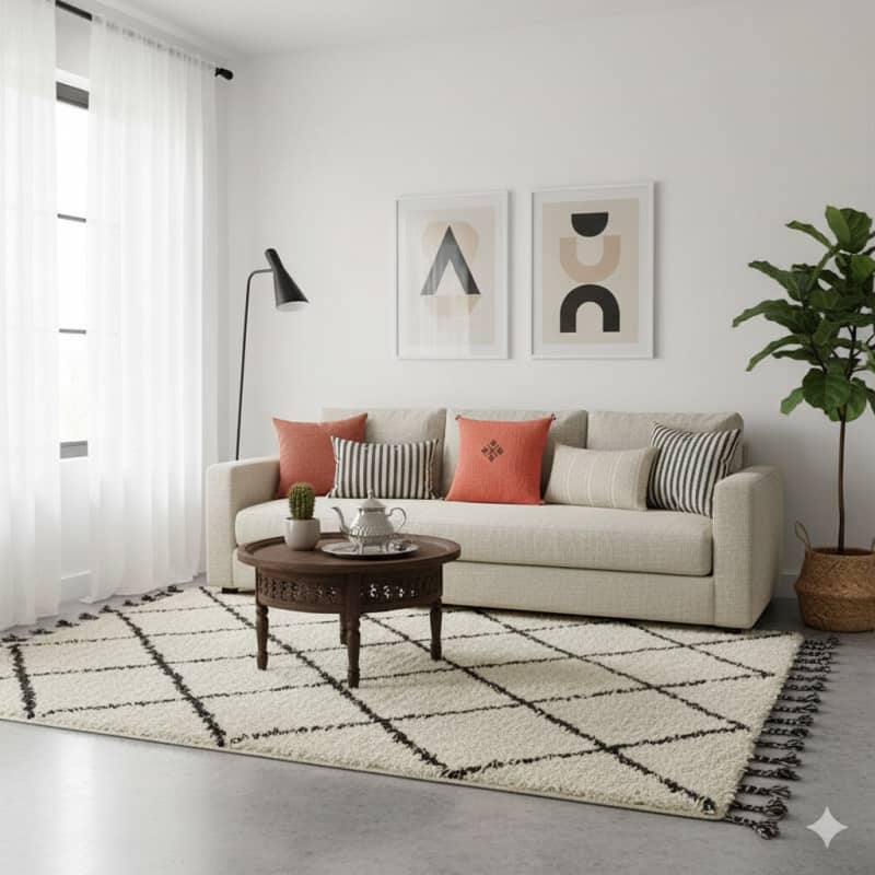 Coussin Marocain Orange en Coton