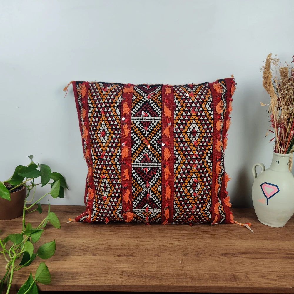 Coussin Marocain Rouge Beldi - MAZIR Décoration