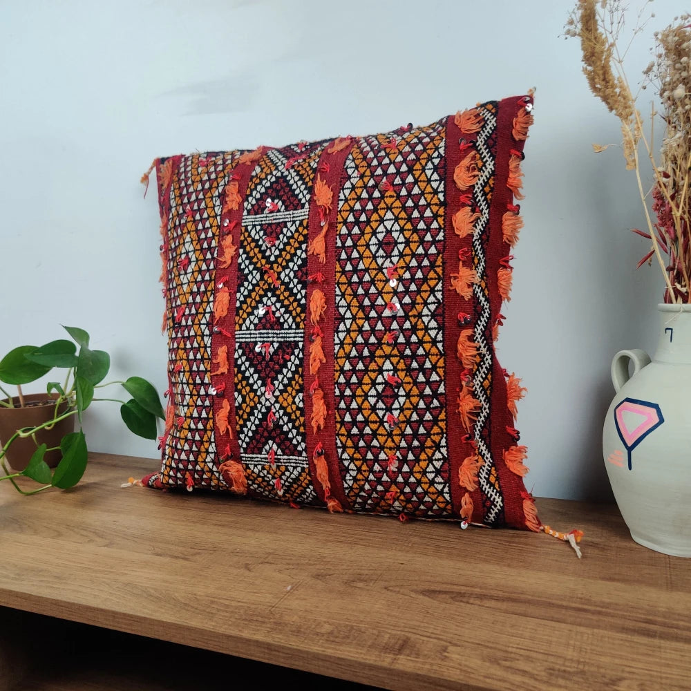 Coussin Marocain Rouge Beldi - MAZIR Décoration