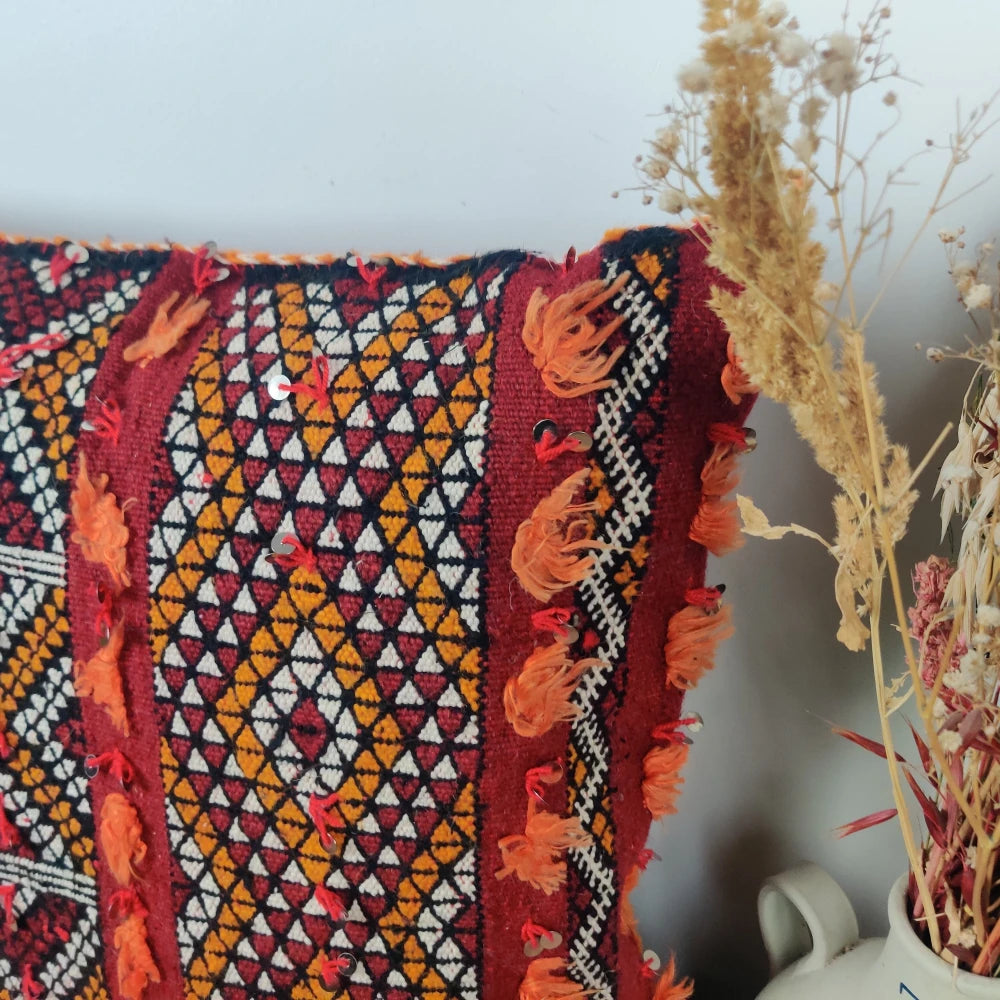 Coussin Marocain Rouge Beldi - MAZIR Décoration
