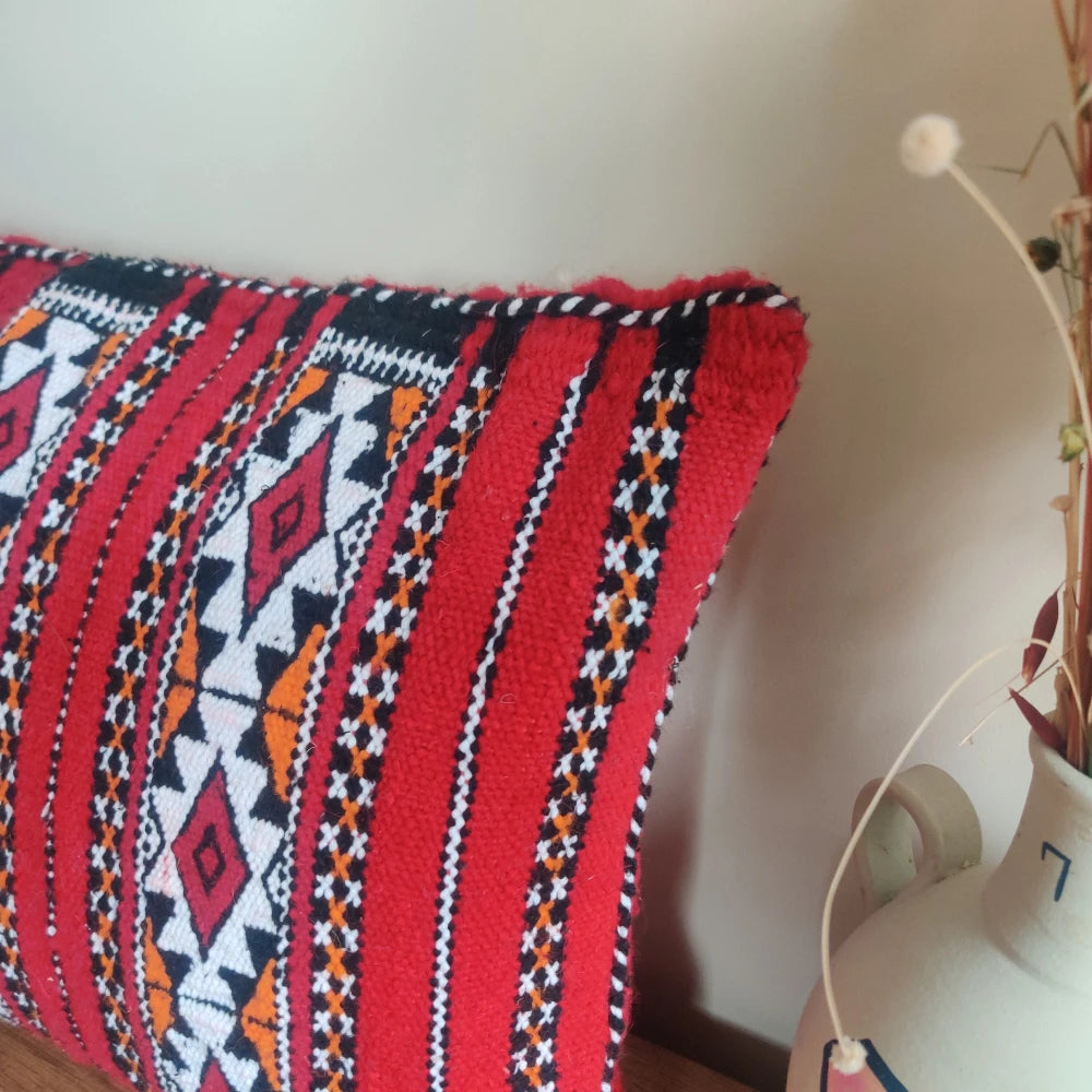 Coussin marocain rouge kilim