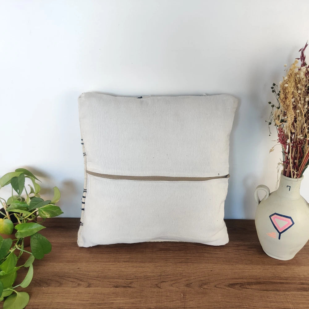 Coussin marocain tribal noir et blanc - MAZIR Décoration