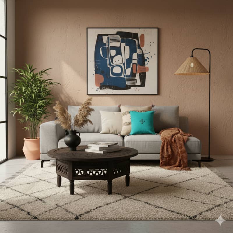 Coussin Marocain Vert en Coton