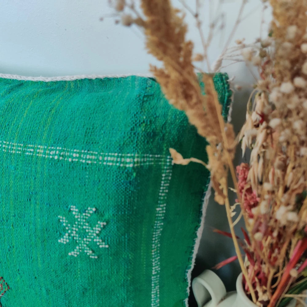 Coussin marocain vert Sabra - MAZIR Décoration