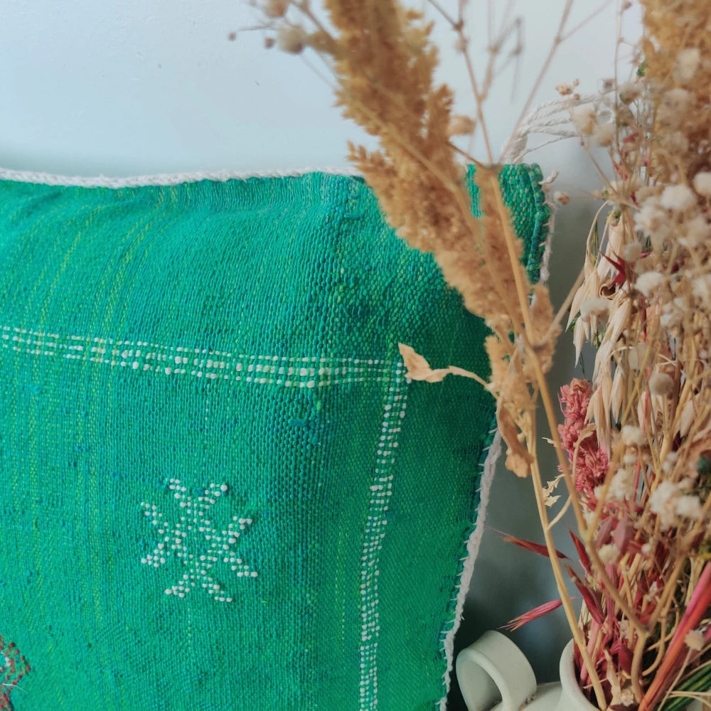 Coussin marocain vert Sabra - MAZIR Décoration