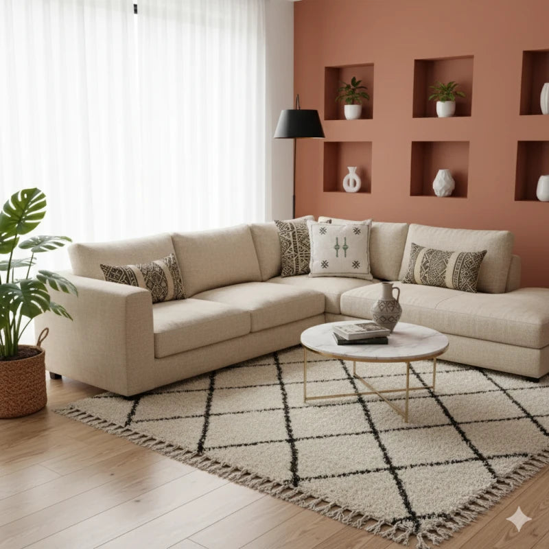 Coussin Sabra blanc berbère en Soie de Cactus